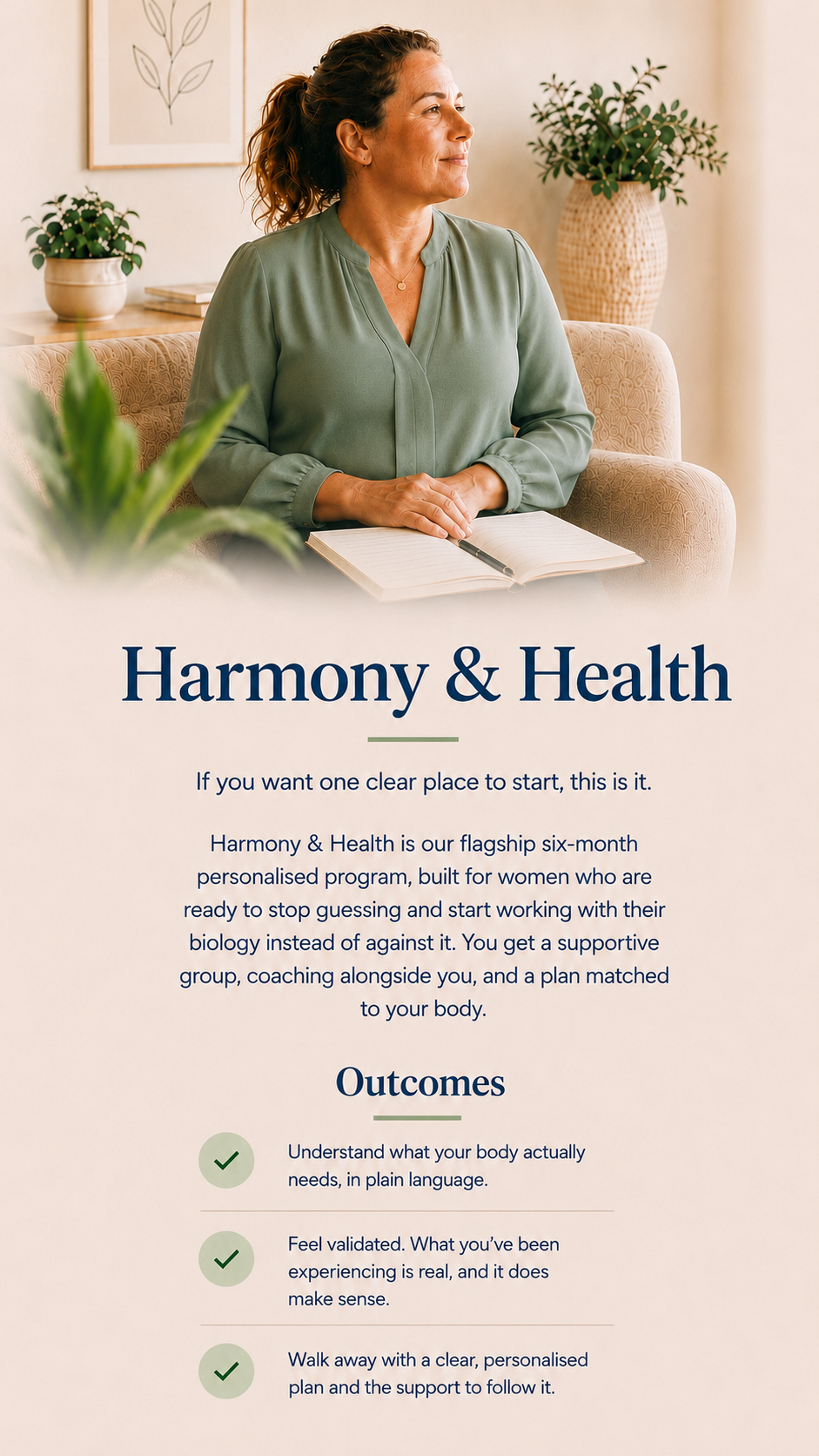 Homepage harmony and health portrait